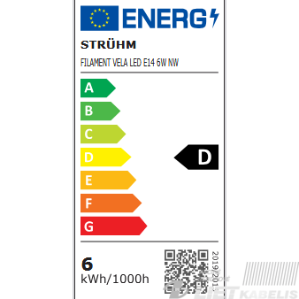 LED lempa filamentinė VELA 6W, E14, 4100K, 790LM, Struhm 2 LED lempa filamentinė VELA 6W, E14, 4100K, 790LM, Struhm 2