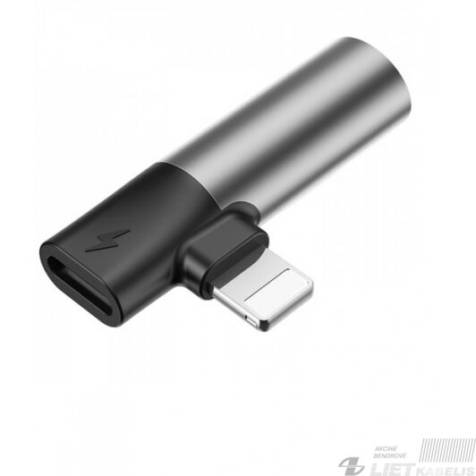 Adapteris IP Lightning kištukas - 3.5mm stereo lizdas, su krovimo galimybe sidabrinis/juodas BASEUS 1 Adapteris IP Lightning kištukas - 3.5mm stereo lizdas, su krovimo galimybe sidabrinis/juodas BASEUS 1