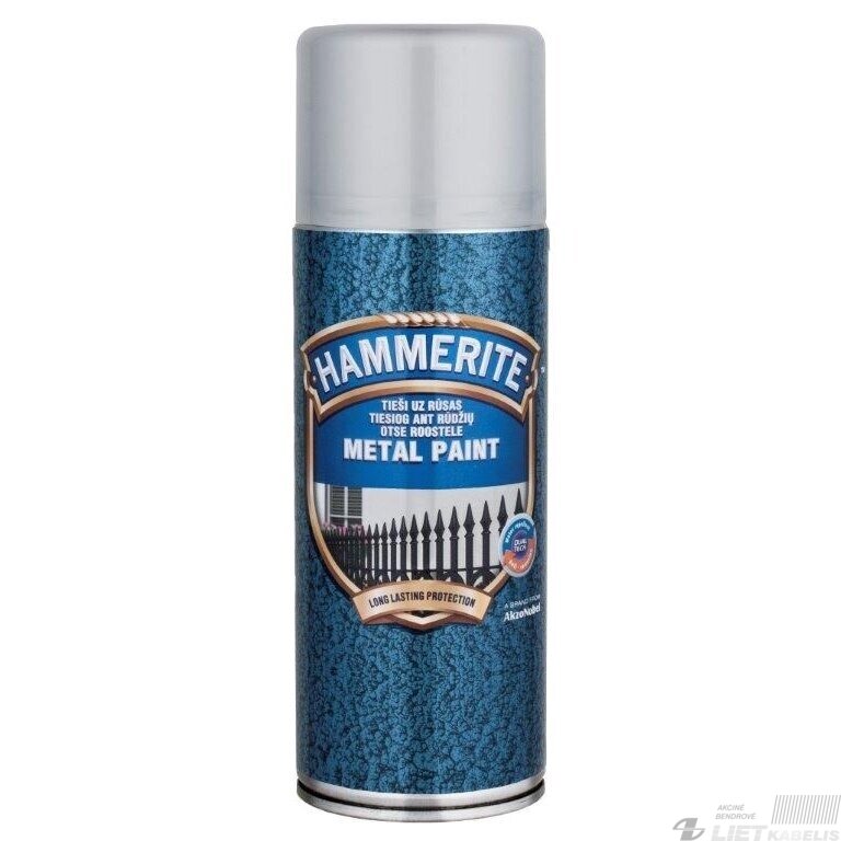 Aerozoliniai metalo dažai Hammerite Hammered, sidabro pilki, 400 ml