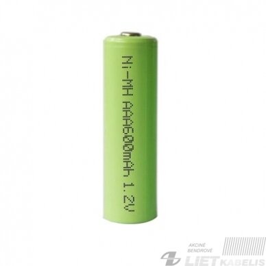 Akumuliatorius AA, 1,2V, 600mAh, Ni-MH Akumuliatorius AA, 1,2V, 600mAh, Ni-MH