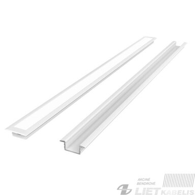 LED profilis baltas su dangteliu laikikliu ir akle, įleidžiamas, 2m, LEDLine