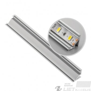 Aliuminis profilis kampinis LED juostoms 2m Aliuminis profilis kampinis LED juostoms 2m