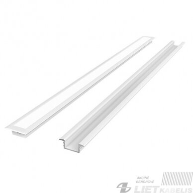 LED profilis baltas su dangteliu laikikliu ir akle, įleidžiamas, 2m, LEDLine