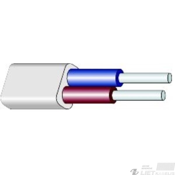 Aliumininis jėgos kabelis su PVC izoliacija AVVG 2x2,5mm² (plokščias) Lietkabelis 1