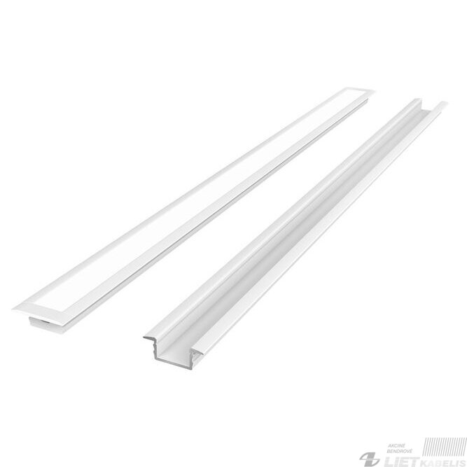 LED profilis baltas su dangteliu laikikliu ir akle, įleidžiamas, 2m, LEDLine