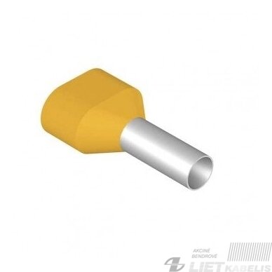 Antgalis gilzė izoliuotas 2x6.0mm² H6,0/22D, geltonas, Weidmuller Antgalis gilzė izoliuotas 2x6.0mm² H6,0/22D, geltonas, Weidmuller