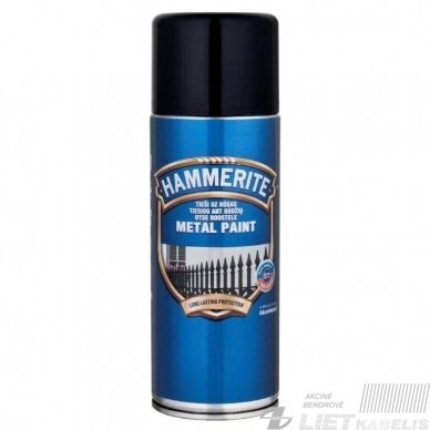 Aerozoliniai metalo dažai Hammerite Smooth, juodi, 400 ml Aerozoliniai metalo dažai Hammerite Smooth, juodi, 400 ml
