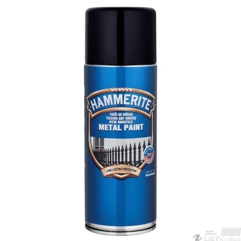 Aerozoliniai metalo dažai Hammerite Smooth, juodi, 400 ml