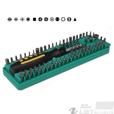 Atsuktuvas SD-205 su antgaliais 62vnt, PROSKIT 1 Atsuktuvas SD-205 su antgaliais 62vnt, PROSKIT 1