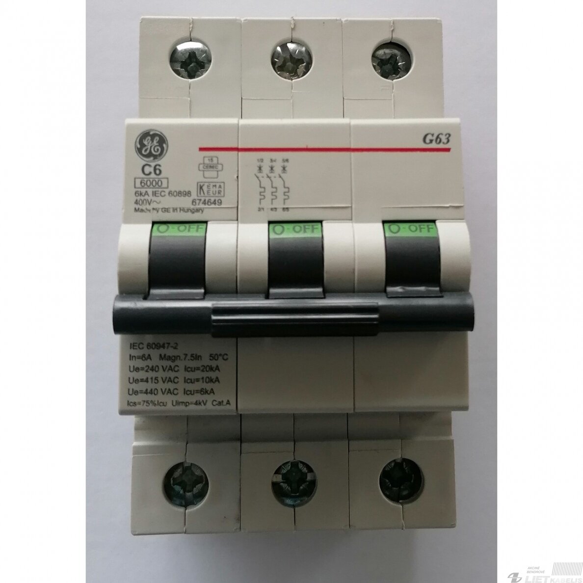 Automatinis jungiklis G60 C6/3 , AEG/GE Automatinis jungiklis G60 C6/3 , AEG/GE