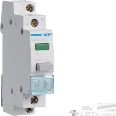 Automatinis jungiklis 1P, 16A, 1NO, 250V, lemputė žalia, HAGER