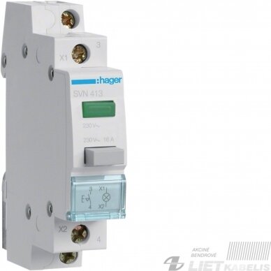 Automatinis jungiklis 1P, 16A, 1NO, 250V, lemputė žalia, HAGER Automatinis jungiklis 1P, 16A, 1NO, 250V, lemputė žalia, HAGER