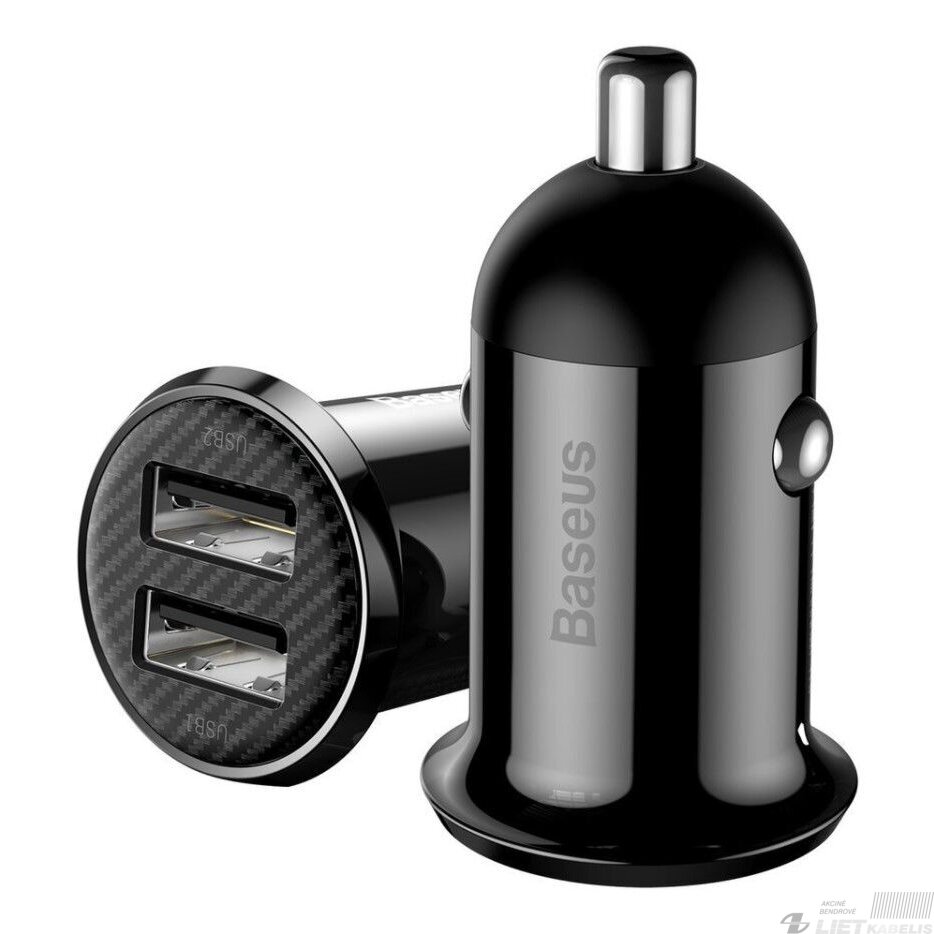 Automobilio įkroviklis 12-24V, 2xUSB, 4,8A greitas įkrovimas, Baseus Automobilio įkroviklis 12-24V, 2xUSB, 4,8A greitas įkrovimas, Baseus