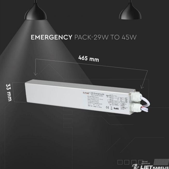 Avarinis akumuliatoriaus komplektas VT-518 LED panėlėms 3h V-TAC 2 Avarinis akumuliatoriaus komplektas VT-518 LED panėlėms 3h V-TAC 2