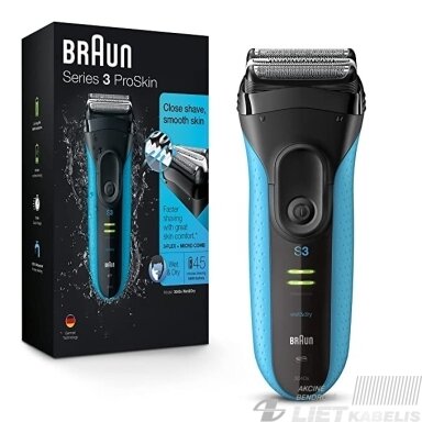 Barzdaskutė 3040s Wet&Dry, Braun Barzdaskutė 3040s Wet&Dry, Braun
