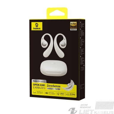 Belaidės Bluetooth 6.0 ausinės Eli Sport 2 su įkrovimo dėklu, baltos
