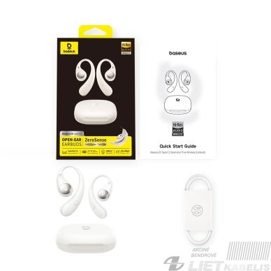 Belaidės Bluetooth 6.0 ausinės Eli Sport 2 su įkrovimo dėklu, baltos 2
