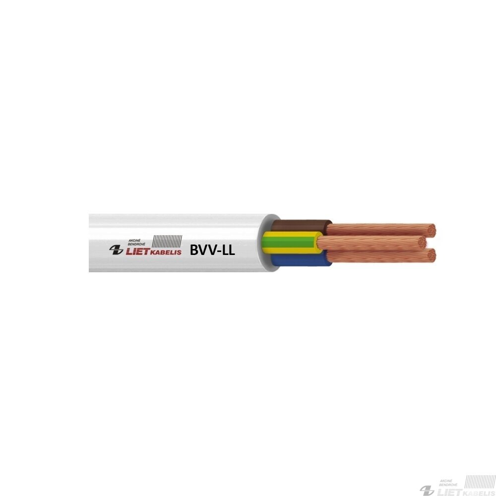 Elektros instaliacijos kabelis, lankstus, apvalus su PVC izoliacija BVV-LL 4G1 mm² Lietkabelis Elektros instaliacijos kabelis, lankstus, apvalus su PVC izoliacija BVV-LL 4G1 mm² Lietkabelis