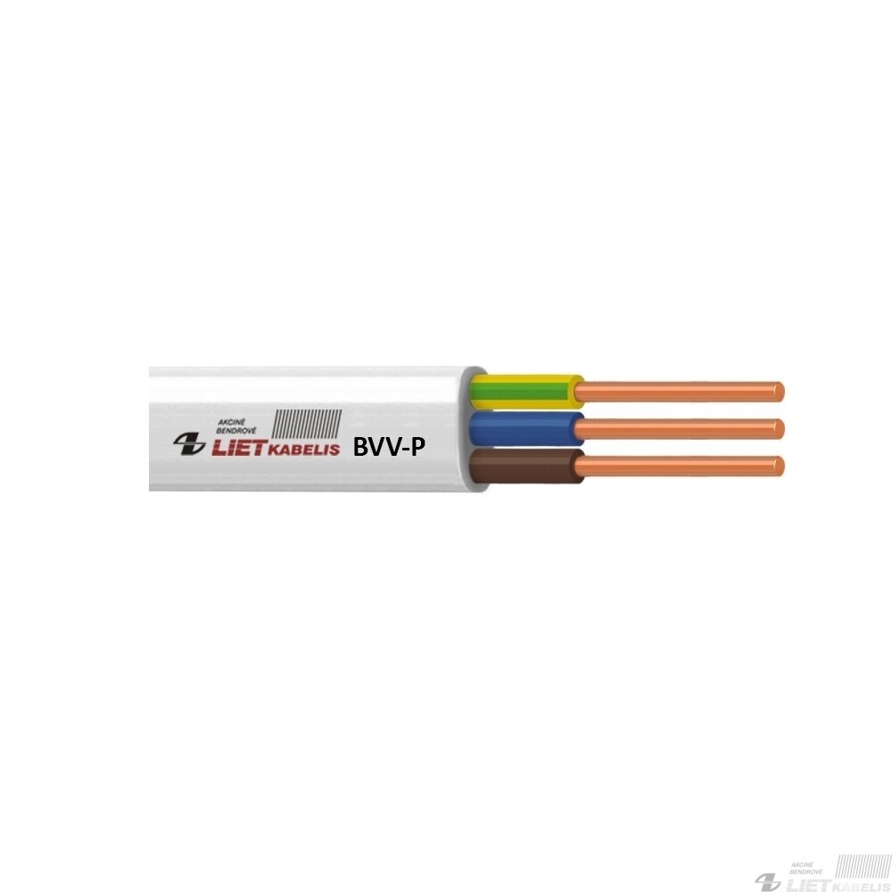 Elektros instaliacijos kabelis, monolitas, plokščias BVV-P 2x4,0mm² , Lietkabelis Elektros instaliacijos kabelis, monolitas, plokščias BVV-P 2x4,0mm² , Lietkabelis