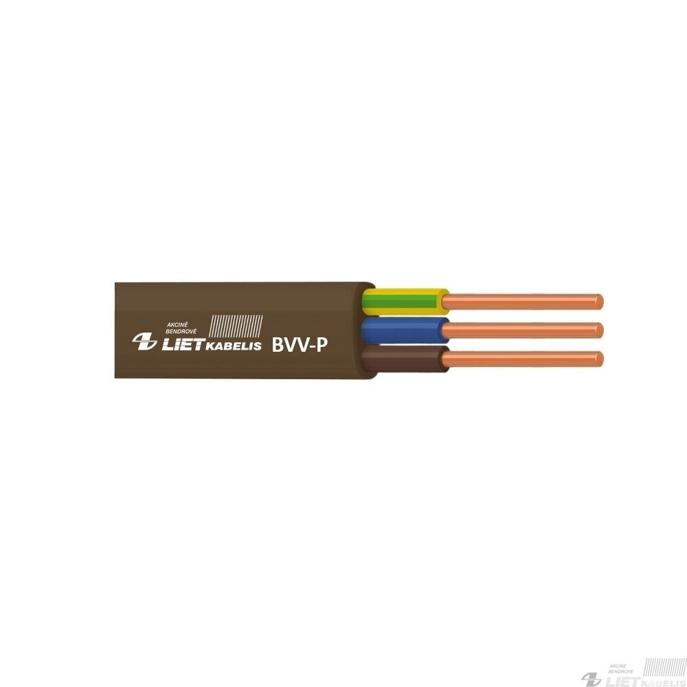 Elektros instaliacijos kabelis, monolitas, plokščias BVV-P 3x2,5mm² Lietkabelis Elektros instaliacijos kabelis, monolitas, plokščias BVV-P 3x2,5mm² Lietkabelis
