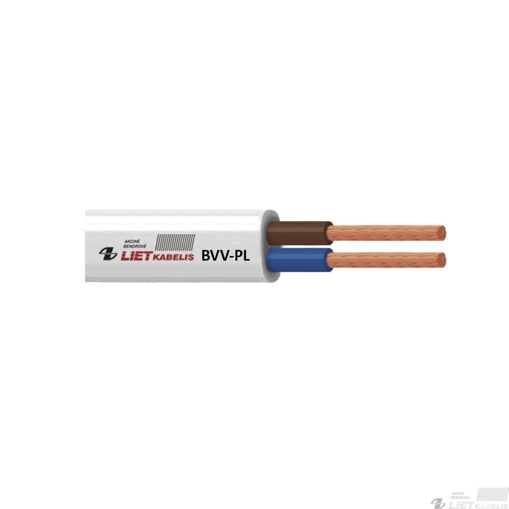 Elektros instaliacijos kabelis, suktas standus, plokščias BVV-PL 2x2,5mm² , Lietkabelis