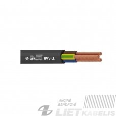 Elektros instaliacijos kabelis, lankstus, apvalus  su PVC izoliacija BVV-LL 2x2,5mm² raudona+juoda , Lietkabelis