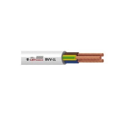 Elektros instaliacijos kabelis, lankstus, apvalus su PVC izoliacija BVV-LL 3G1,5 mm² Lietkabelis Elektros instaliacijos kabelis, lankstus, apvalus su PVC izoliacija BVV-LL 3G1,5 mm² Lietkabelis