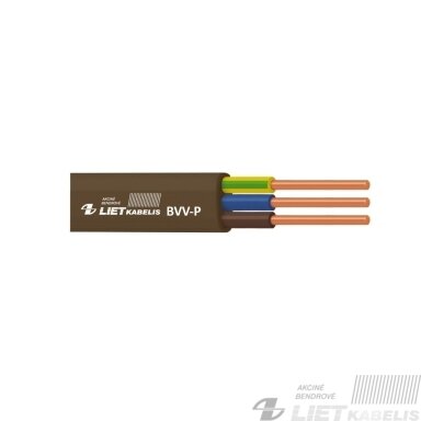 Elektros instaliacijos kabelis, monolitas, plokščias BVV-P 2x2,5mm² Lietkabelis