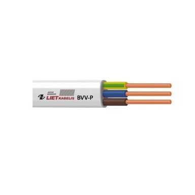 Elektros instaliacijos kabelis, monolitas, plokščias BVV-P 3x2,5mm² Lietkabelis Elektros instaliacijos kabelis, monolitas, plokščias BVV-P 3x2,5mm² Lietkabelis