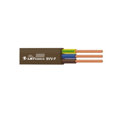 Elektros instaliacijos kabelis, monolitas, plokščias BVV-P 3x2,5mm² Lietkabelis Elektros instaliacijos kabelis, monolitas, plokščias BVV-P 3x2,5mm² Lietkabelis