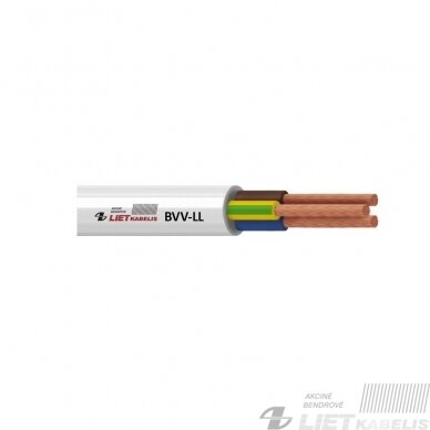 Elektros instaliacijos kabelis, lankstus, apvalus  su PVC izoliacija BVV-LL 2x1,0mm² Lietkabelis