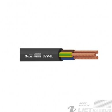 Elektros instaliacijos kabelis, lankstus, apvalus  su PVC izoliacija BVV-LL 2x2,5mm² Lietkabelis