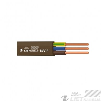 Elektros instaliacijos kabelis, monolitas, plokščias BVV-P 2x2,5mm² Lietkabelis Elektros instaliacijos kabelis, monolitas, plokščias BVV-P 2x2,5mm² Lietkabelis