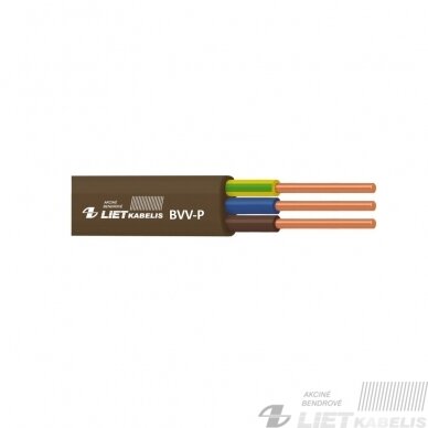Elektros instaliacijos kabelis, monolitas, plokščias BVV-P 2x2,5mm² Lietkabelis