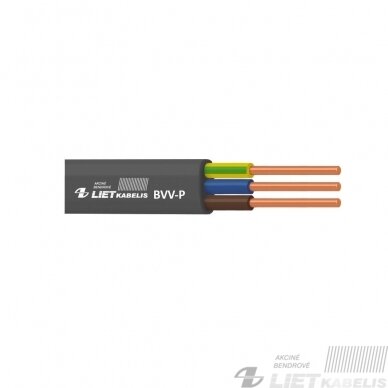 Elektros instaliacijos kabelis, monolitas, plokščias BVV-P 3x2,5mm² Lietkabelis Elektros instaliacijos kabelis, monolitas, plokščias BVV-P 3x2,5mm² Lietkabelis