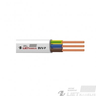 Elektros instaliacijos kabelis, monolitas, plokščias BVV-P 3x2,5mm² Lietkabelis Elektros instaliacijos kabelis, monolitas, plokščias BVV-P 3x2,5mm² Lietkabelis