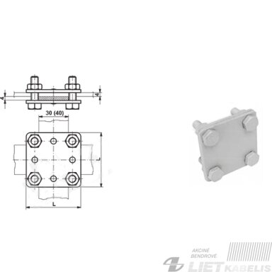 Cinkuota jungtis kryžminiam pajungimui TAPE 40x40 Cinkuota jungtis kryžminiam pajungimui TAPE 40x40
