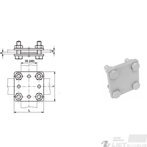 Cinkuota jungtis kryžminiam pajungimui TAPE 40x40 Cinkuota jungtis kryžminiam pajungimui TAPE 40x40