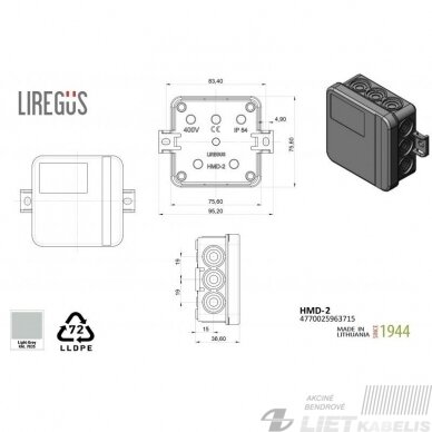 Dėžutė paskirstymo HMD-2  IP54, Liregus 2