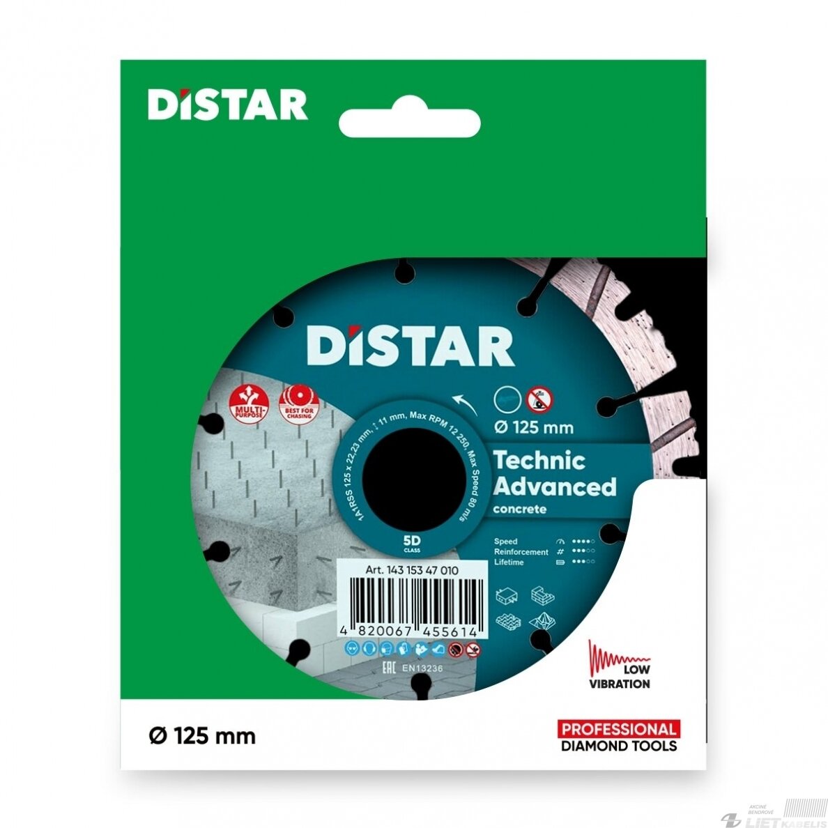Diskas deimantinis pjovimui 125x22,23 DISTAR 1 Diskas deimantinis pjovimui 125x22,23 DISTAR 1