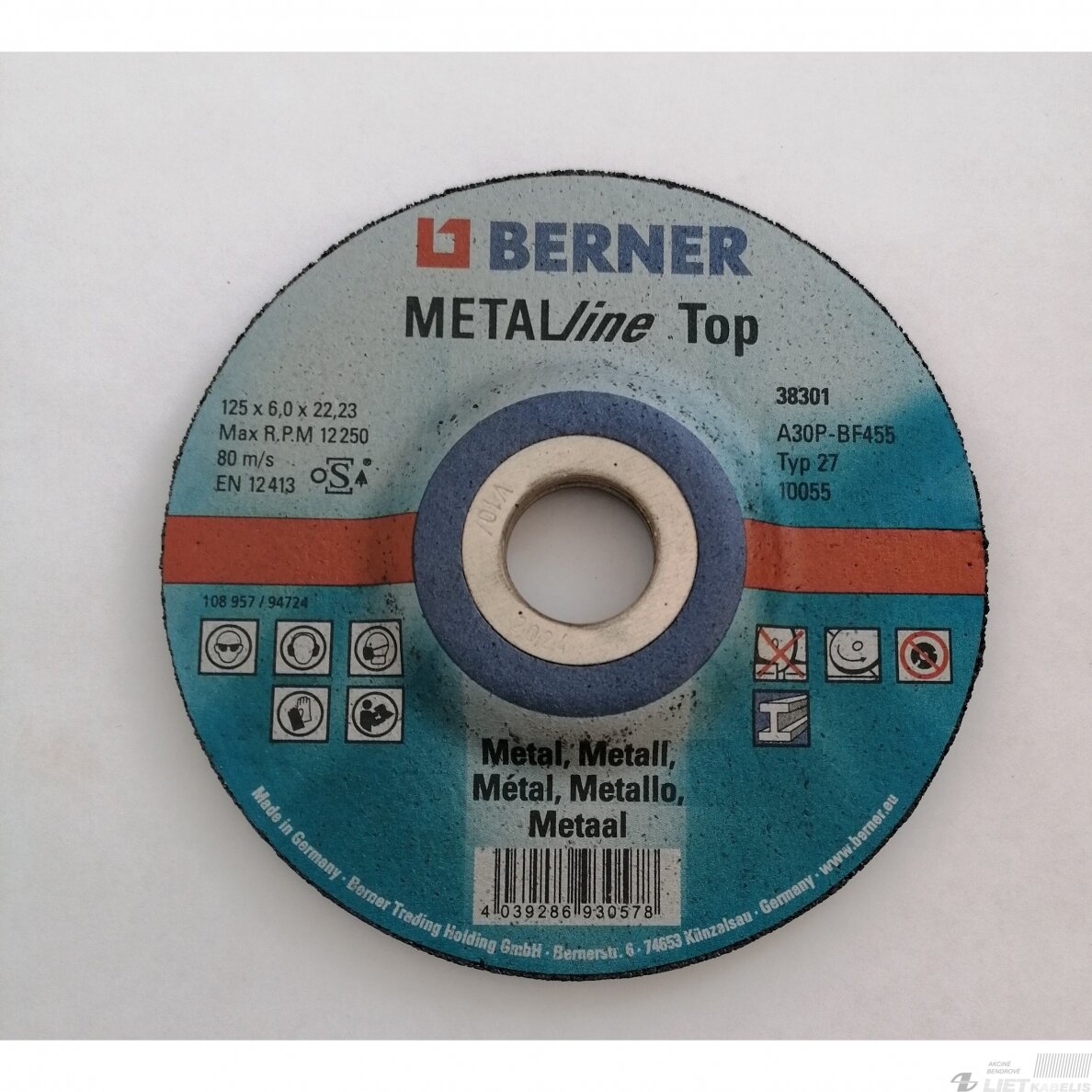 Diskas šlifavimo Metal Line 125x6x22,3  EN12413, BERNER