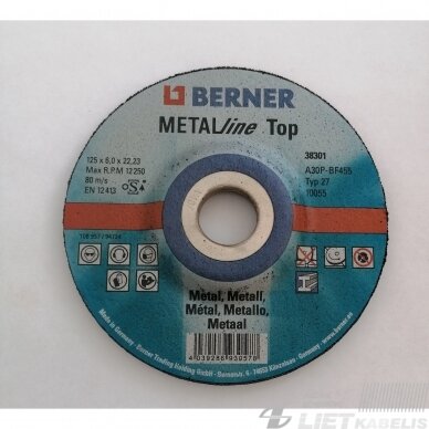 Diskas šlifavimo Metal Line 125x6x22,3 EN12413, BERNER Diskas šlifavimo Metal Line 125x6x22,3 EN12413, BERNER