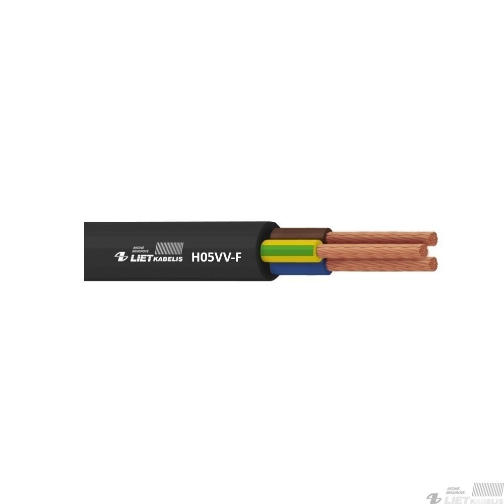 Elektros instaliacijos kabelis, lankstus, apvalus H05VV-F 3G2,5 mm², Lietkabelis Elektros instaliacijos kabelis, lankstus, apvalus H05VV-F 3G2,5 mm², Lietkabelis