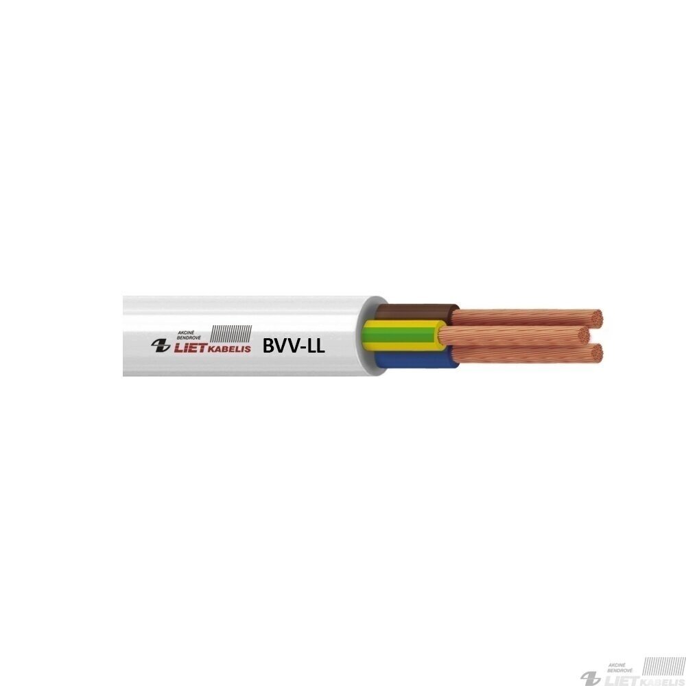 Elektros instaliacijos kabelis, lankstus, apvalus su PVC izoliacija BVV-LL 3G2,5mm² Lietkabelis Elektros instaliacijos kabelis, lankstus, apvalus su PVC izoliacija BVV-LL 3G2,5mm² Lietkabelis