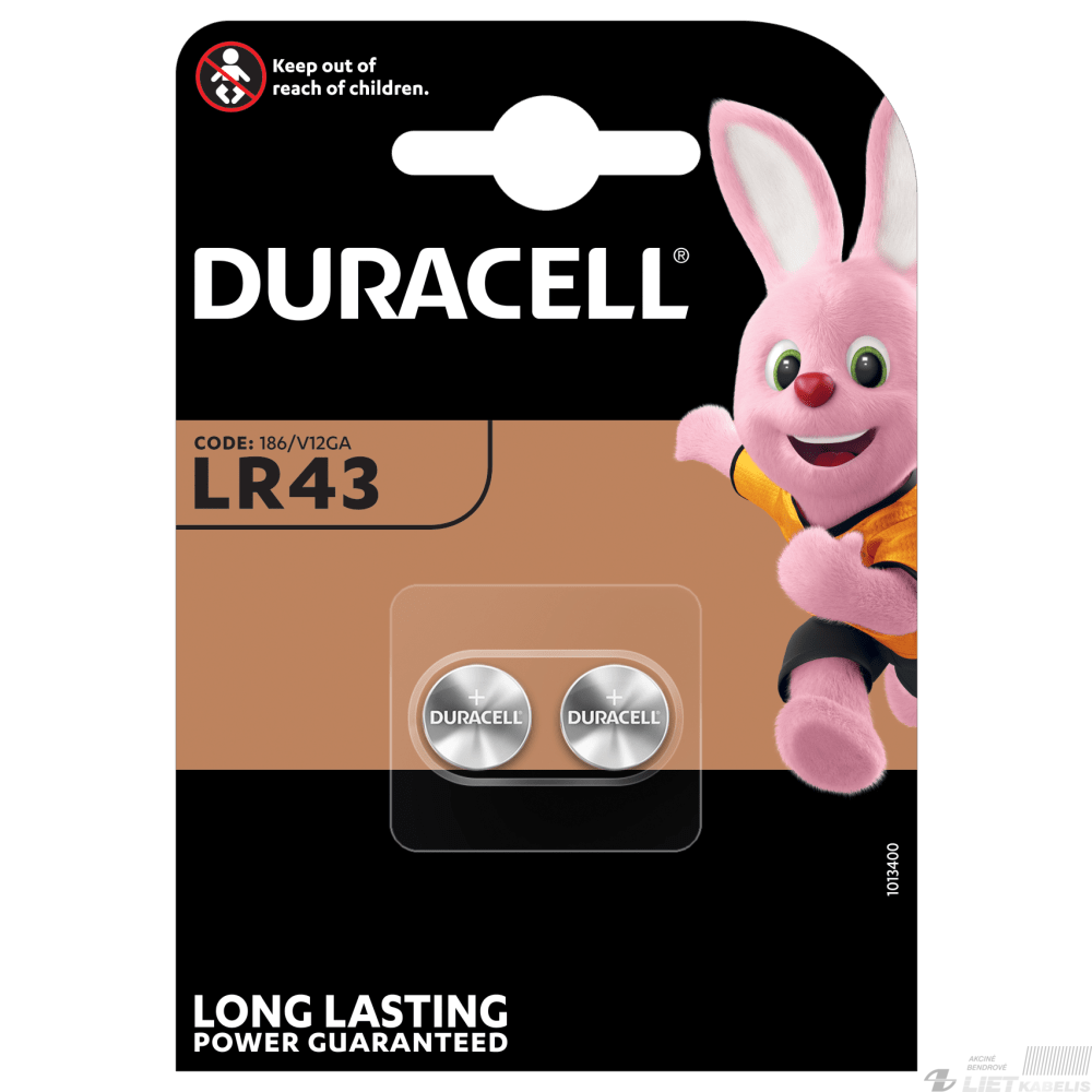 Elementas diskinis LR43, 1,5V, DURACELL Elementas diskinis LR43, 1,5V, DURACELL