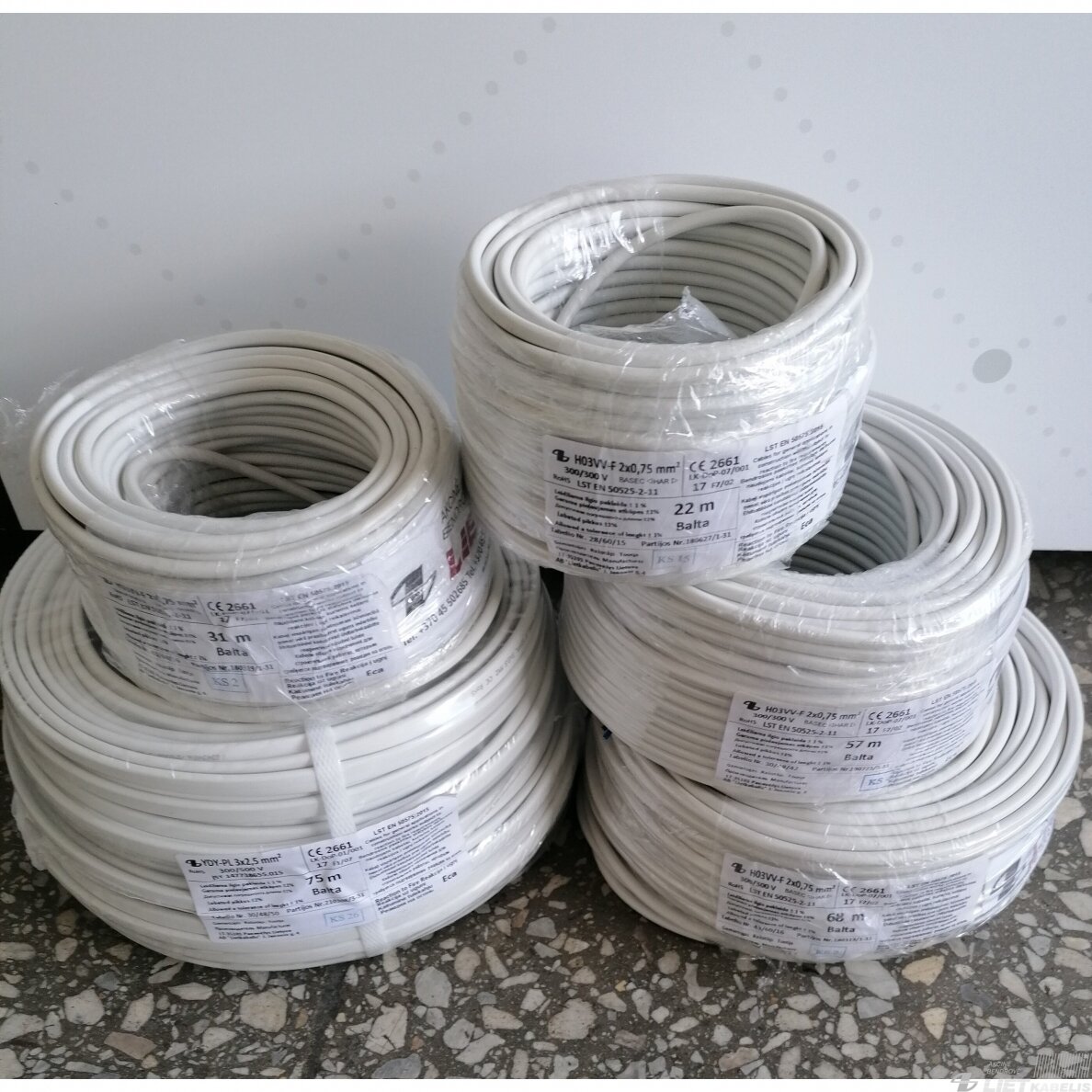 Elektros instaliacijos kabelis, lankstus, apvalus H03VV-F 2x0,75 mm² Nestandartinio ilgio Lietkabelis 1