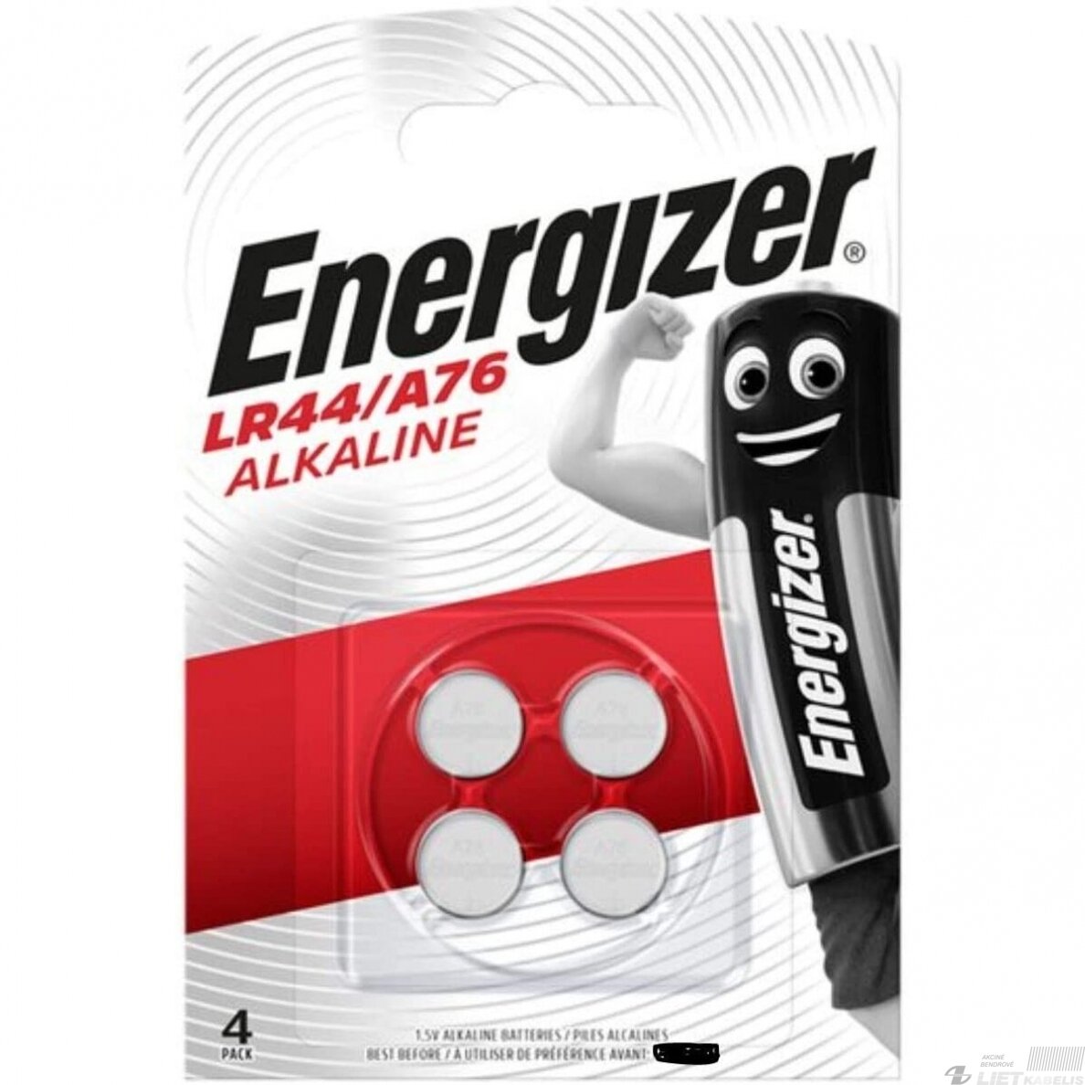 Elementas (diskinis), A76 LR44 1.5V Energizer Elementas (diskinis), A76 LR44 1.5V Energizer