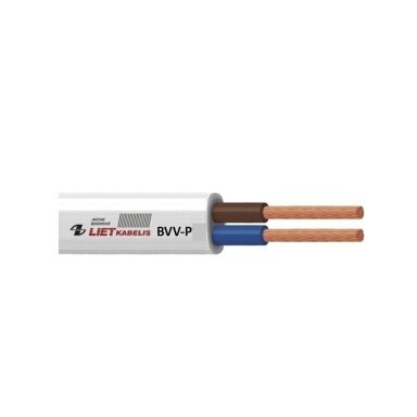 Elektros instaliacijos kabelis, monolitas, plokščias BVV-P 2x1,5mm² Lietkabelis Elektros instaliacijos kabelis, monolitas, plokščias BVV-P 2x1,5mm² Lietkabelis