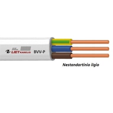 Elektros instaliacijos kabelis, monolitas, plokščias BVV-P(YDY-PL )3x2,5mm² (Nestandartinio ilgio) Lietkabelis Elektros instaliacijos kabelis, monolitas, plokščias BVV-P(YDY-PL )3x2,5mm² (Nestandartinio ilgio) Lietkabelis