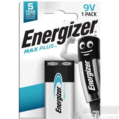 Elementas 9V, 6LR61, Max Plus, Energizer Elementas 9V, 6LR61, Max Plus, Energizer